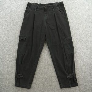 All Saints Jeans Mend 10 Black Mona Paperbag Plated Cargo Denim Relaxed High